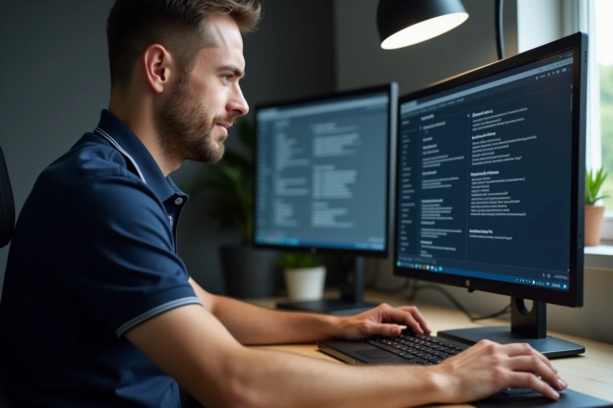 Technicien informatique activant le support Legacy Boot dans les paramètres BIOS d'un ordinateur portable HP
